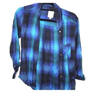 Blue plaid shirt